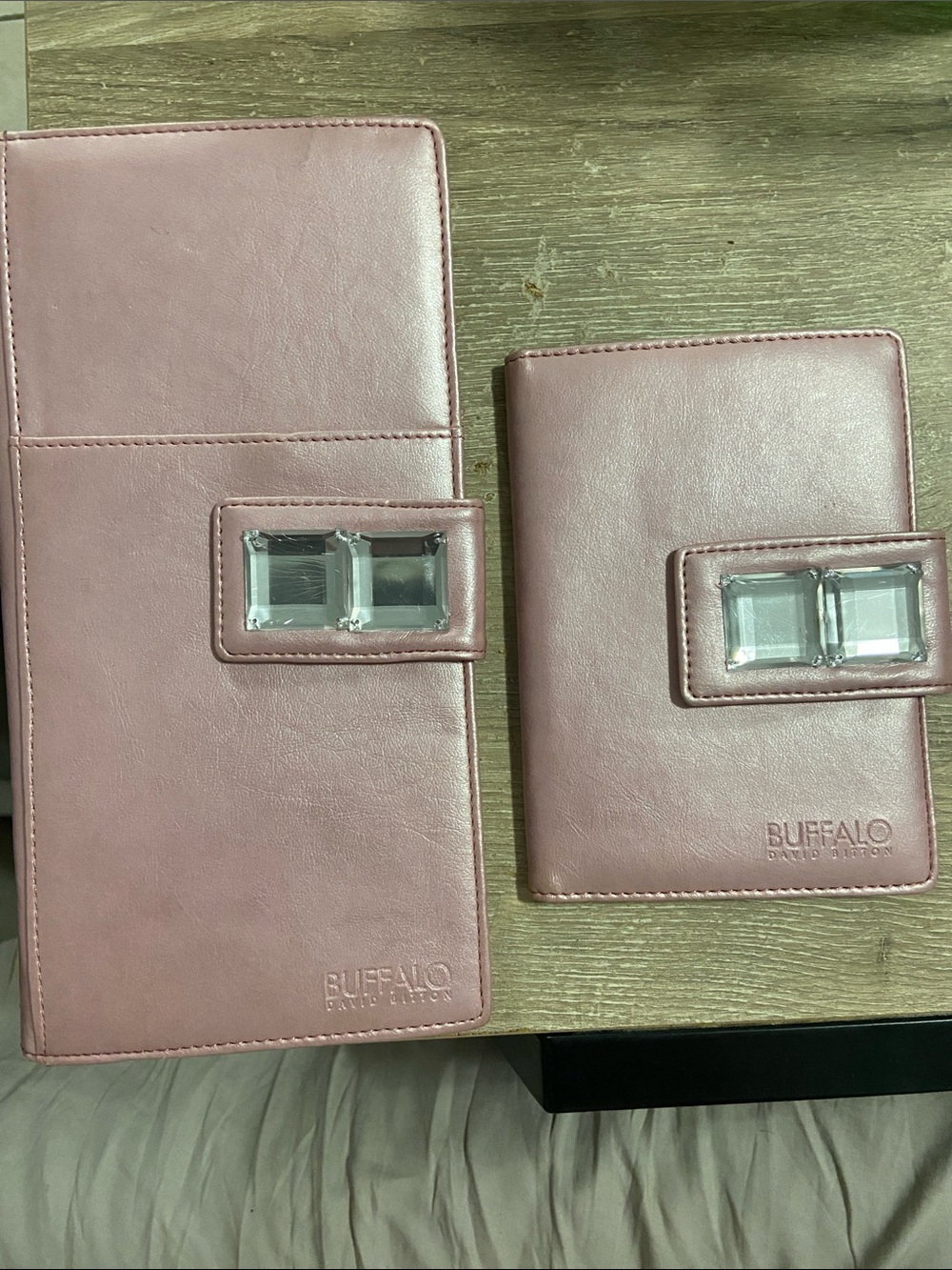 Vintage Buffalo David Bitton Dusty Rose Faux Leather Wallet & Organizer Set